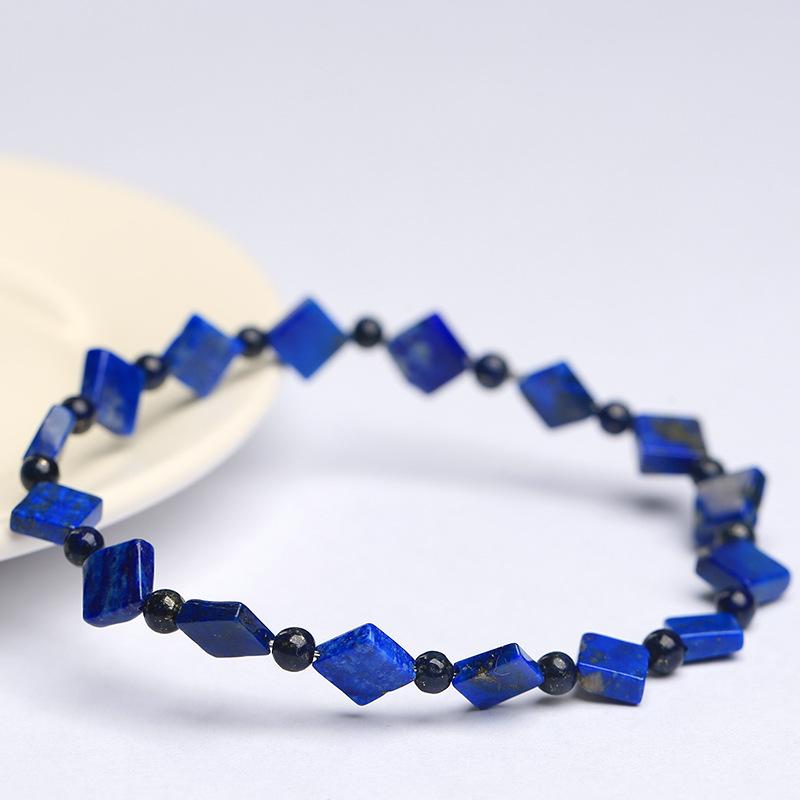 Hongchu Crystal Natural Lapis Lazuli Sliced Bead Bracelet DIY Jewelry Accessory: Lapis Lazuli Diamond-cut Bracelet