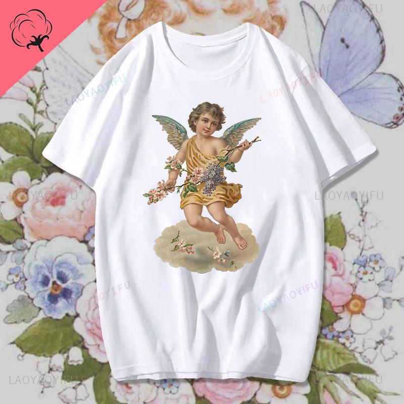 Fashion Fiorucci Baby Angel Graphic Tshirt Summer Classic Aesthetic T Shirt Unisex Unisex Kawaii Clothes Creative Couple Short Sleev Unisex