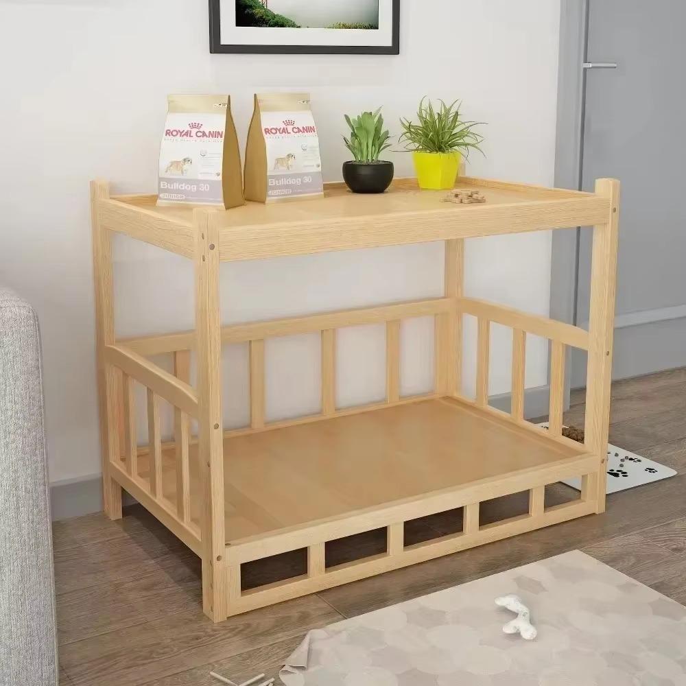 Wooden Dog Kennel Eco-Friendly  Polished Pet Bed Detachable Large Solid Wood Puppy House Four Seasons General Simple Pets Houses