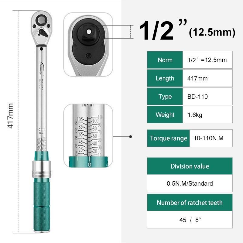 Adjustable Torque Wrench Industrial Grade Torque Wrench 0.5-220 N.M Car And Bicycle Repair Wrench