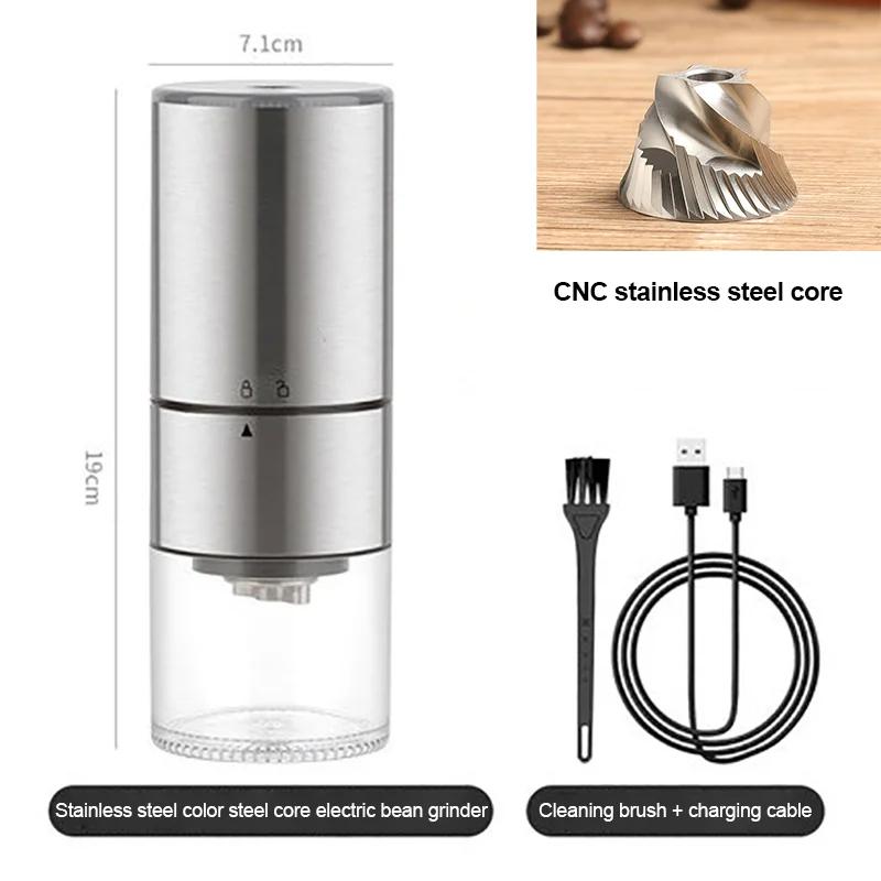 מטחנת קפה חשמלית ניידת נטענת USB אור LED נסיעות בית מטבח מטחנת פולי קפה לאספרסו/דריפ/קולד ברו