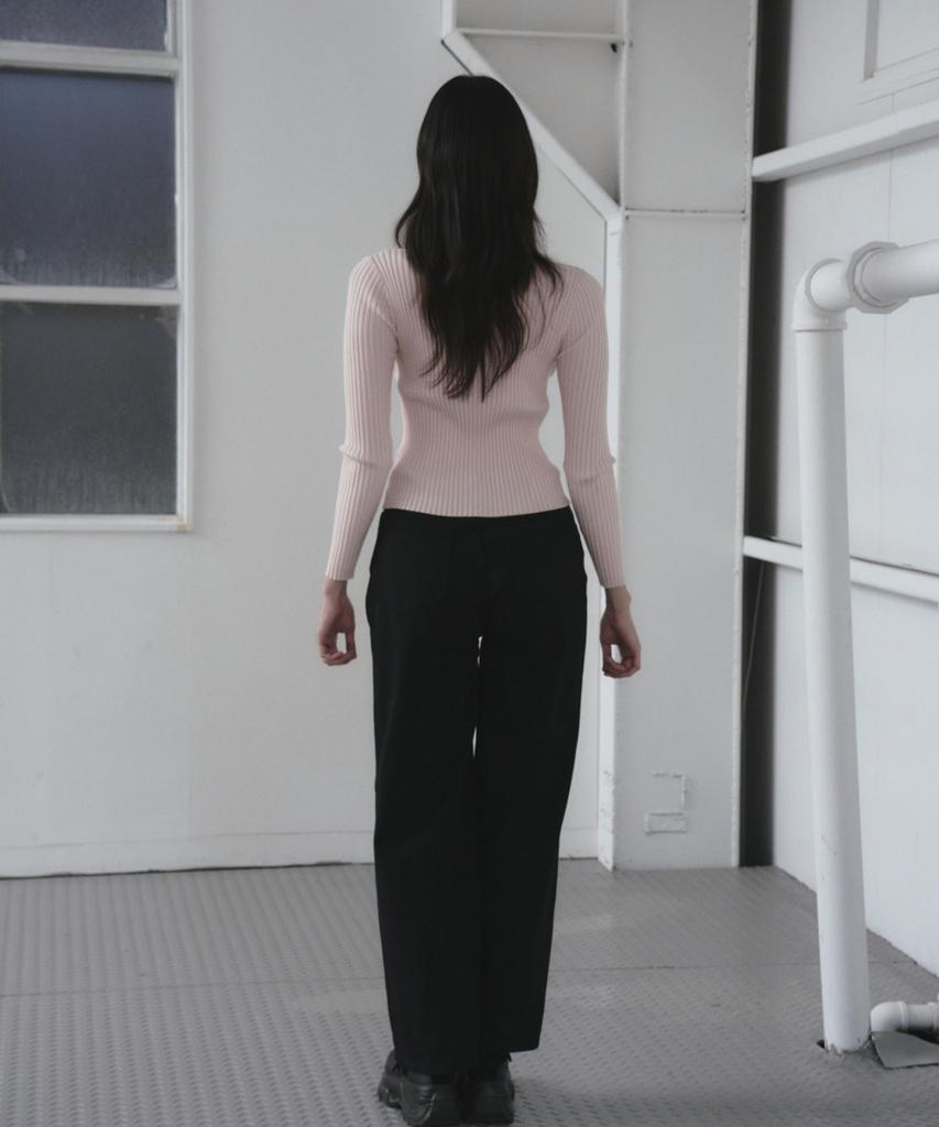 THE GREEN LAB Twist Slim Ribbed Knit [Beige]