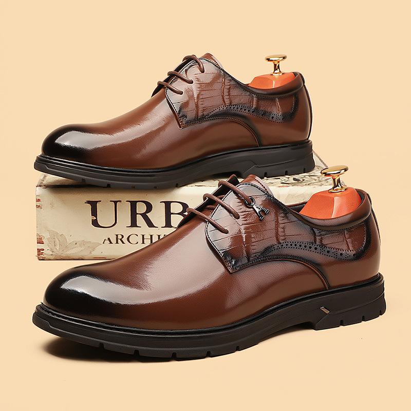 

Brock мужская обувь кожаная дышащая в британском стиле повседневная деловая черная формальная кожаная обувь мужская на шнуровке обувь для жениха на свадьбу 44 темно-коричневого