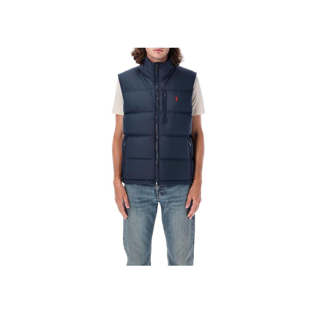 Polo Ralph Lauren Stand Collar Logo Print Zip Sleeveless Vest Men Vest Navy-Blue 710940236-002