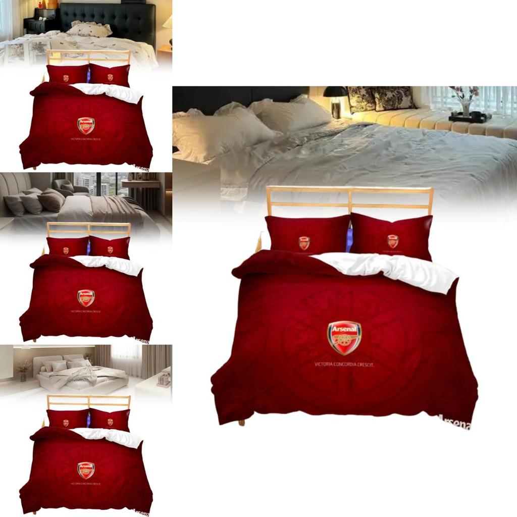 Arsenal Pattern Digital Print Bedding Set With Soft Material For Bed Bedroom Decor