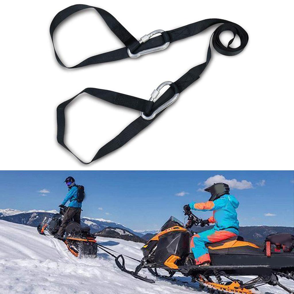 Snowmobile Motorcycle Car Vehicle Boat-Tow Rope Strap with Hooks Emergency Heavy Duty Hauling Pulling Line Road Recovery