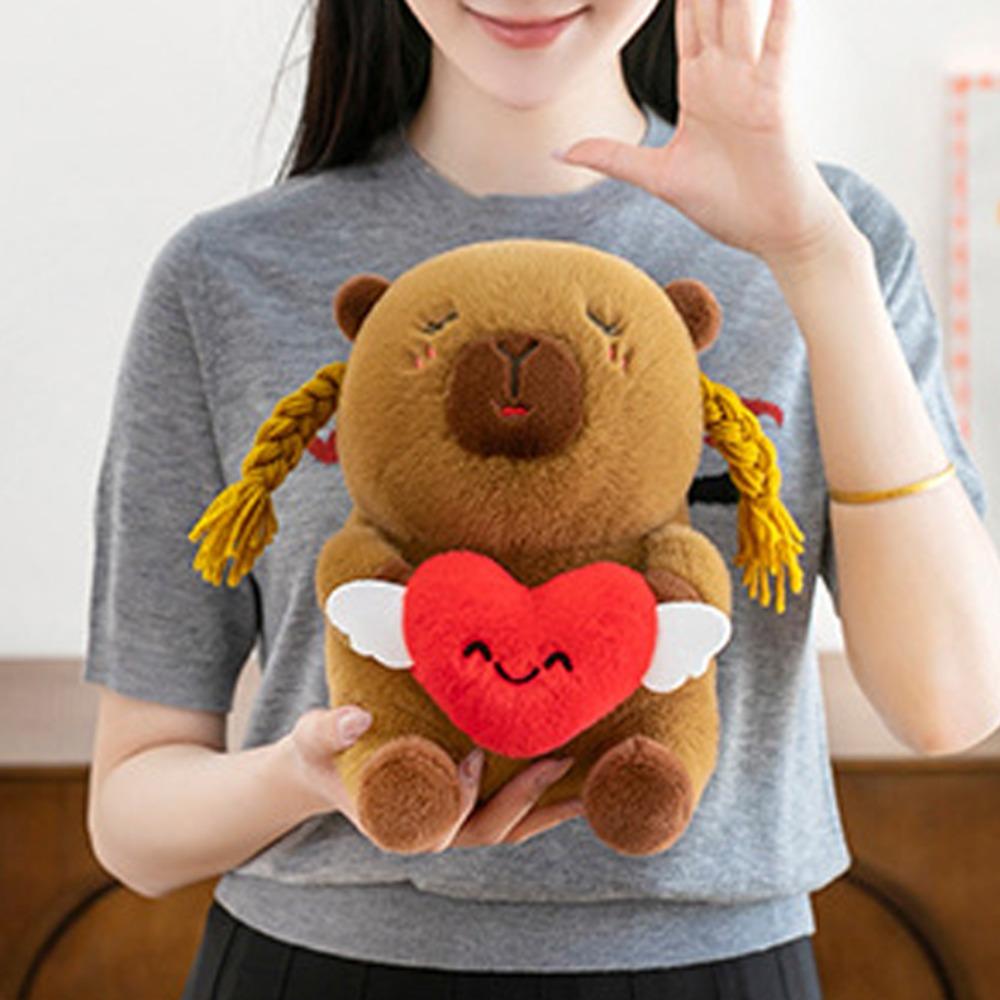 Love Heart Capybara Cotton Doll Fluffy Capybara Stuffed Doll Kawaii Capybara Plush Toy Birthday