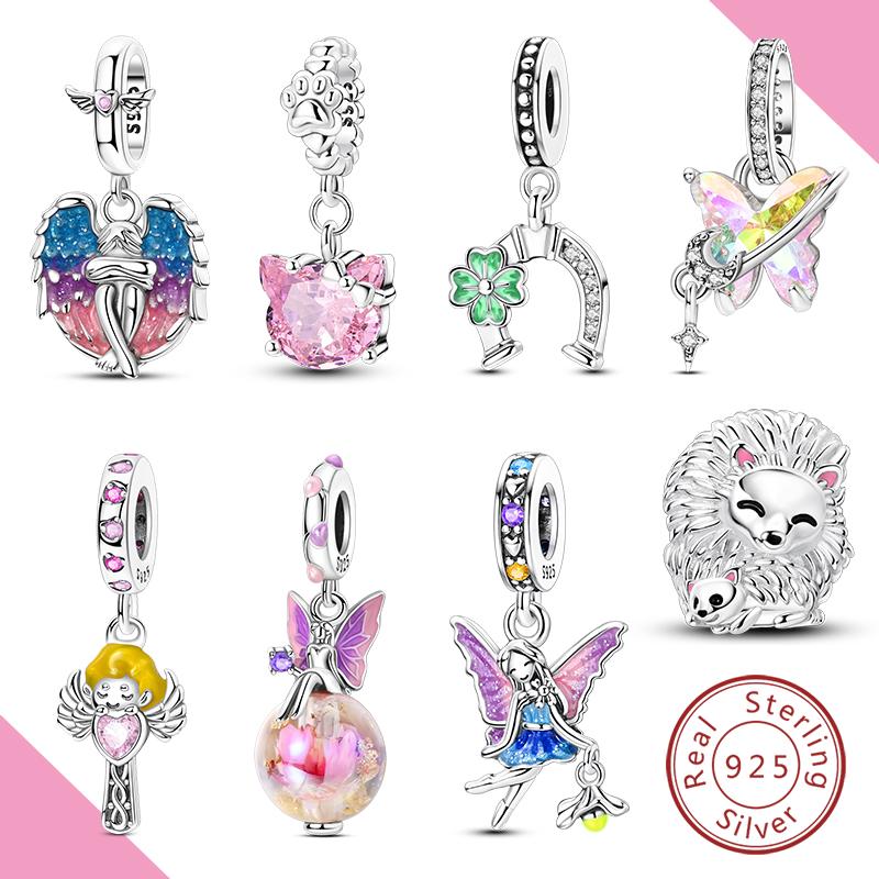 Real Copper Charm Fit Bracelet Bead Diy Original Pendant Butterfly Angel Cat Woman Jewelry
