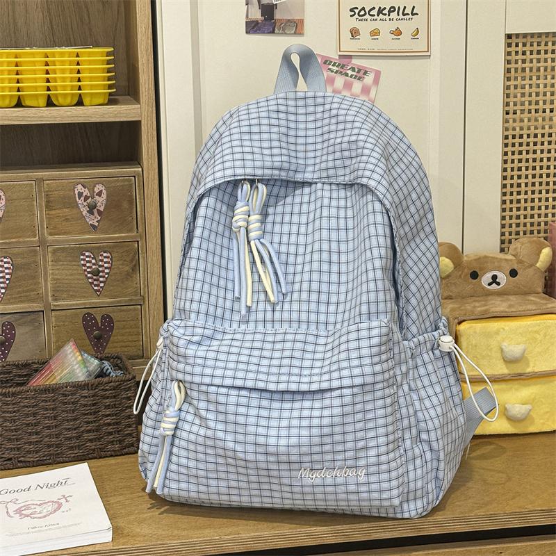 Campus Schoolbag Women's Plaid Backpack Student Large Capacity Backpack
