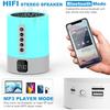 Night Light Bluetooth Speaker Alarm Clock, Sound Machine with White Noise, Touch Bedside Lamp, Dimmable Warm White Light, 48 RGB Color Changing,