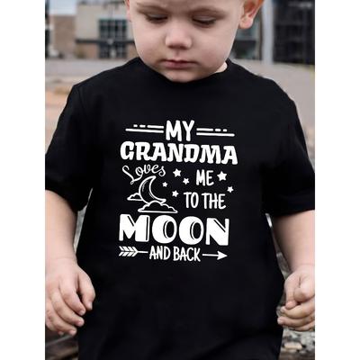 European Size Summer Boys Fashion Short-Sleeved My Grandma Me To The Letter Element Series Print Outdoor Casual Top