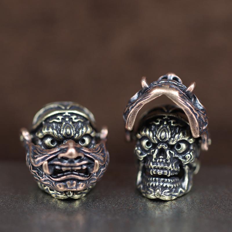 Openable Bucktooth Mask Gabala Skull Brass Knife Beads EDC Outdoor DIY Paracord Woven Lanyard Pendants Bracelets Accessories