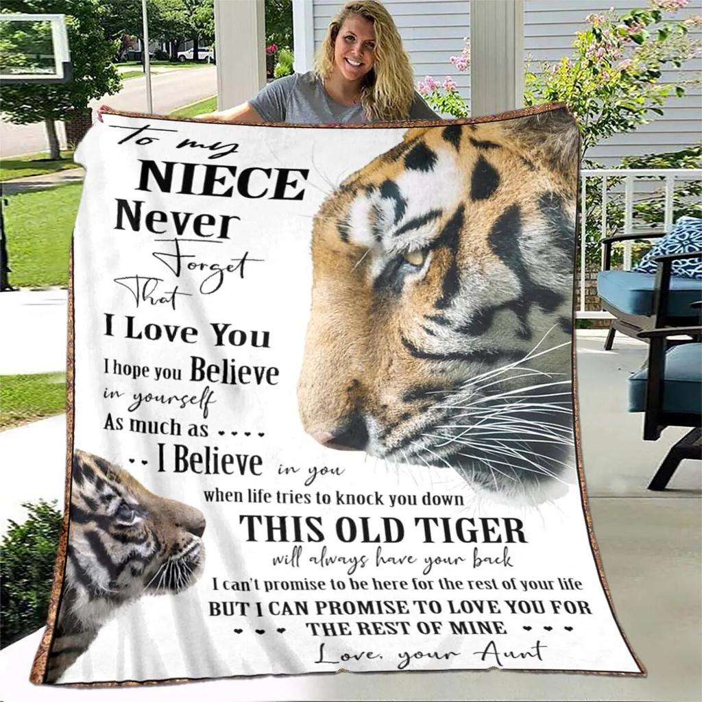Tochterdecke, bedruckte Decke, Flanell, Sofa, „To My Daughter“-Decke, Löwe, Tiger, ich liebe dich, Mama, Papa, Wolf, Geschenke für die Tochter