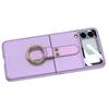 Phone Case for Samsung Galaxy Z Flip 3 Built in Screen Protector Phone Back Cover with Kickstand Ring Holder Purple