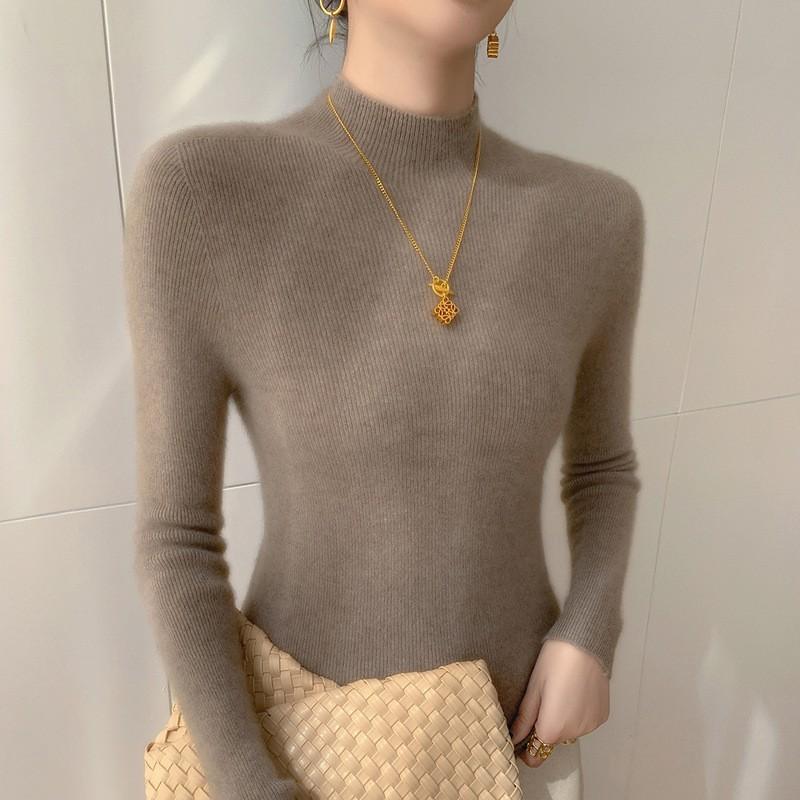 Womens Slim Fit Cashmere Wool Blend Sweater Half Turtleneck Fall Winter Versatile Basic Top