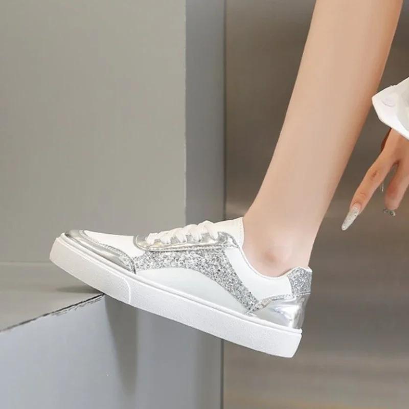 White Sneakers Casual Vulcanized Sport Shoes Fashion White Shoe for Woman Flats Shoes 2024