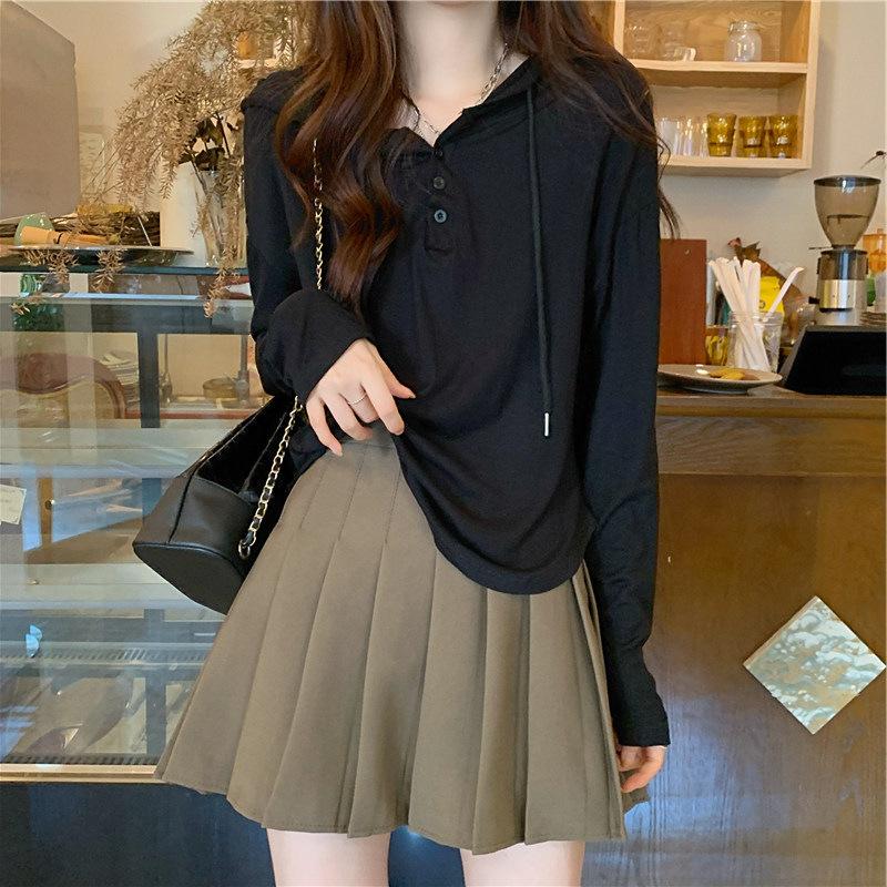 Autumn New Thin Hooded Sweatshirt for Women Korean Student Long-sleeved T-shirt for Women