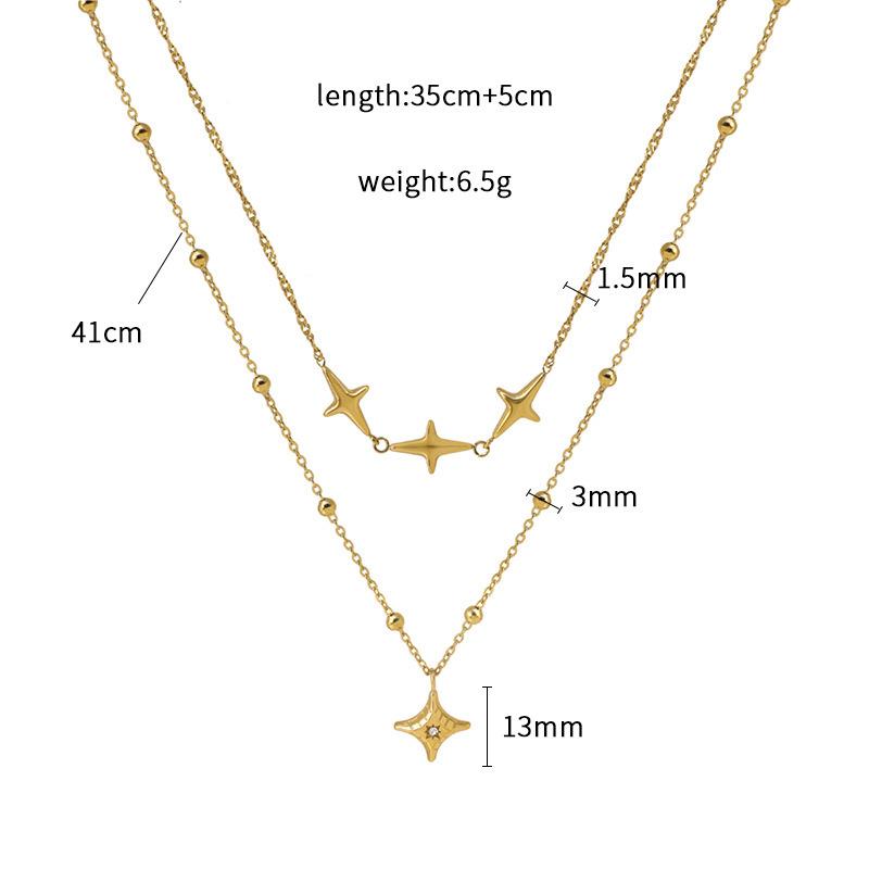Fashion Double-Layer Stainless Steel Necklace Temperament Light Luxury Collarbone Chain Plated With 18K Gold Item Decoration