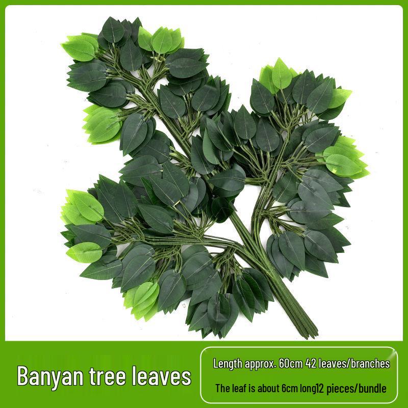 Artificial Tree Branches: Banyan, Mango, Ginkgo, Red Maple, and Green Leaves
