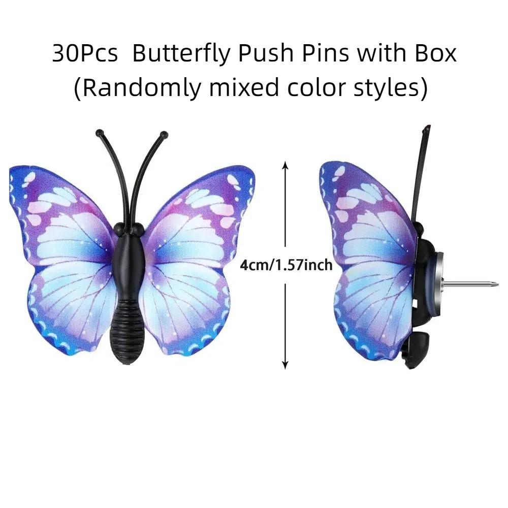 30Pcs DIY Colorful Butterflies Push Pins Creative Blackboard Push Pins Decorative Studs  Stationery