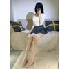 Stockings Sexy Lace Transparent Over Knee Stockings Dead Library Water Three-dimensional Bow Women's Black Silk Legs