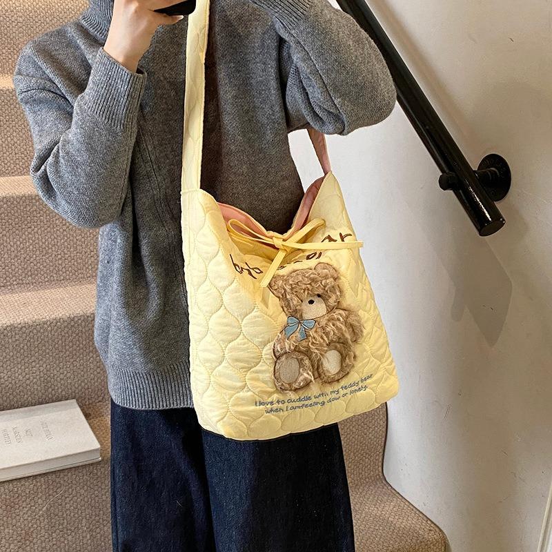 Cotton Clothes Bag Women's Large-capacity New Autumn and Winter Leisure Shoulder Messenger Bag Class Commuter Tote Bag