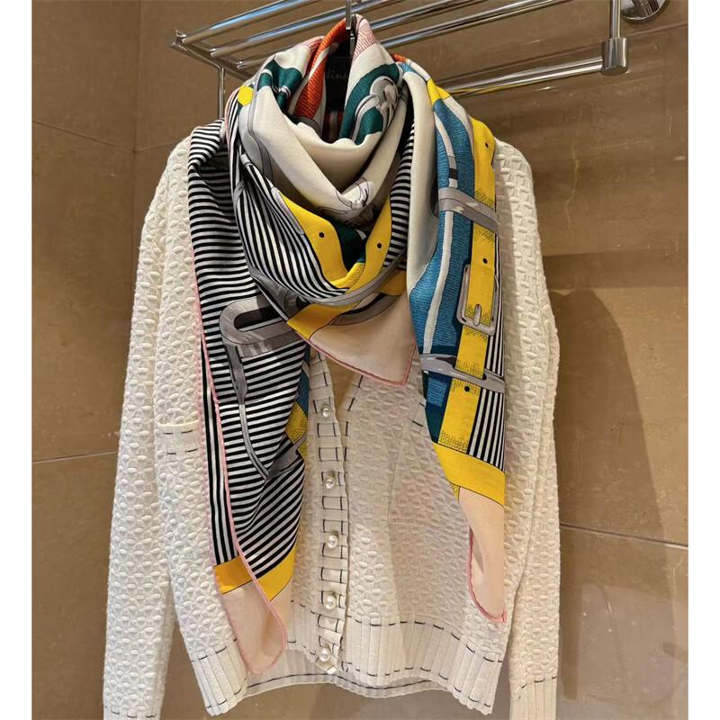 NINA SOLOR Horse Bit Lock Ring Lamb Wool Square Scarf