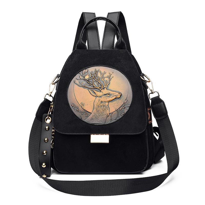 Embroidered Shoulder Bag for Women, Versatile Travel Backpack with Waterproof Feature and Large Capacity for Books
