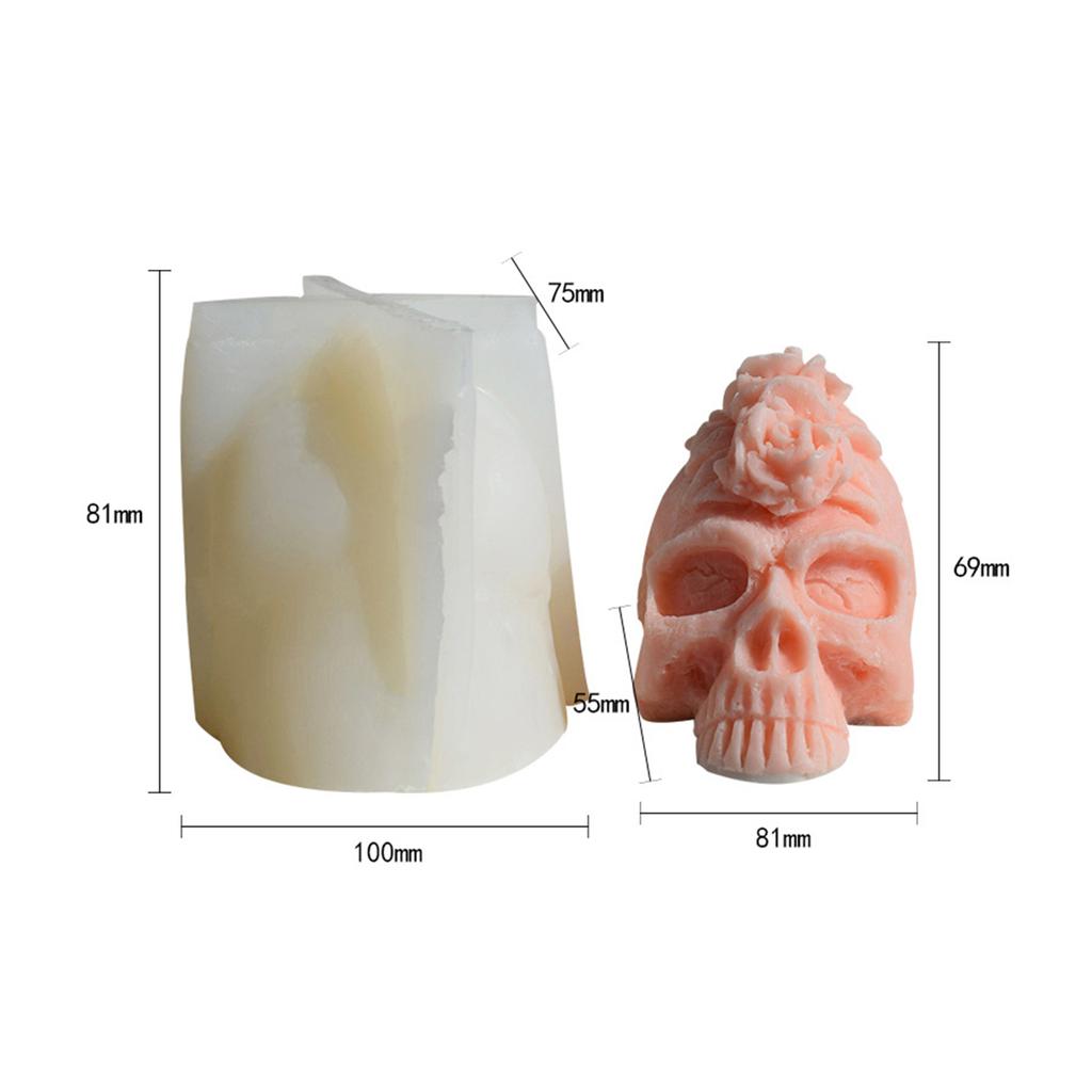 Rose Skull Head Silicone Mold DIY Crafts Project Reusable Soap Candle Plaster Chocolate Baking Tool Supplies Accessory