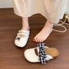 Keep it for yourself~ Retro bow brock cross-strapped bag head half slippers women wear one-pedal flat-bottomed cool slippers