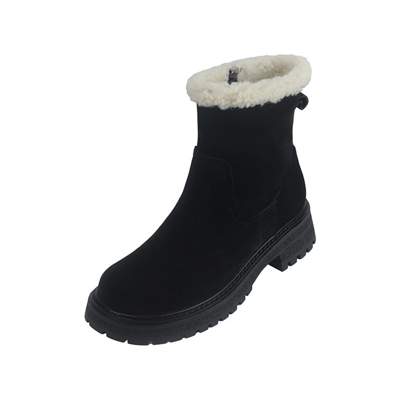 

Meotina Жіночі короткі ботильйони з натуральної шкіри, на платформі, на товстому середньому каблуці, на блискавці, хутряні зимові черевики, жіноче взуття, зима 40 39 чорний