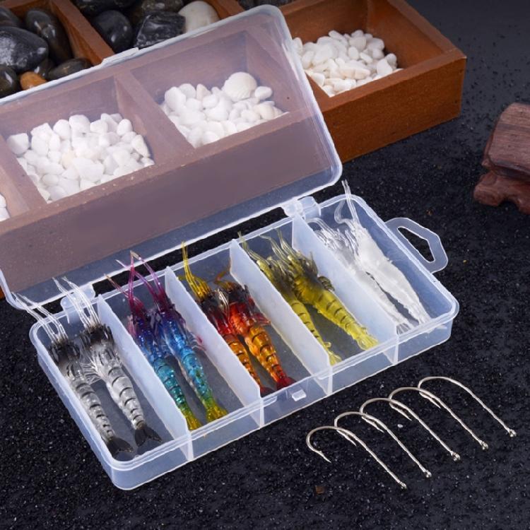 10pcs Simulation Shrimp Fishing Lures Shrimp Lures Rig Fishing Jigs with Hook for Trout Silicone Artificial Baits