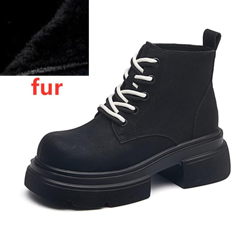 Women's Ankle Boots and Short Boots Thick-soled Casual Yellow Women Boots Plus Size Lace-up Motorcycle Boots Female