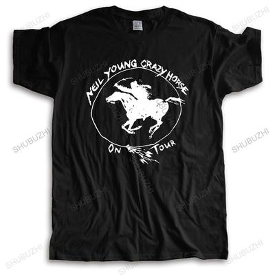 Homme Cool Tees  Cotton Fashion T Shirts Hipster Tee Tops New Neil Young Crazy Horse Zum O-Neck Men Short Cotton Shirts