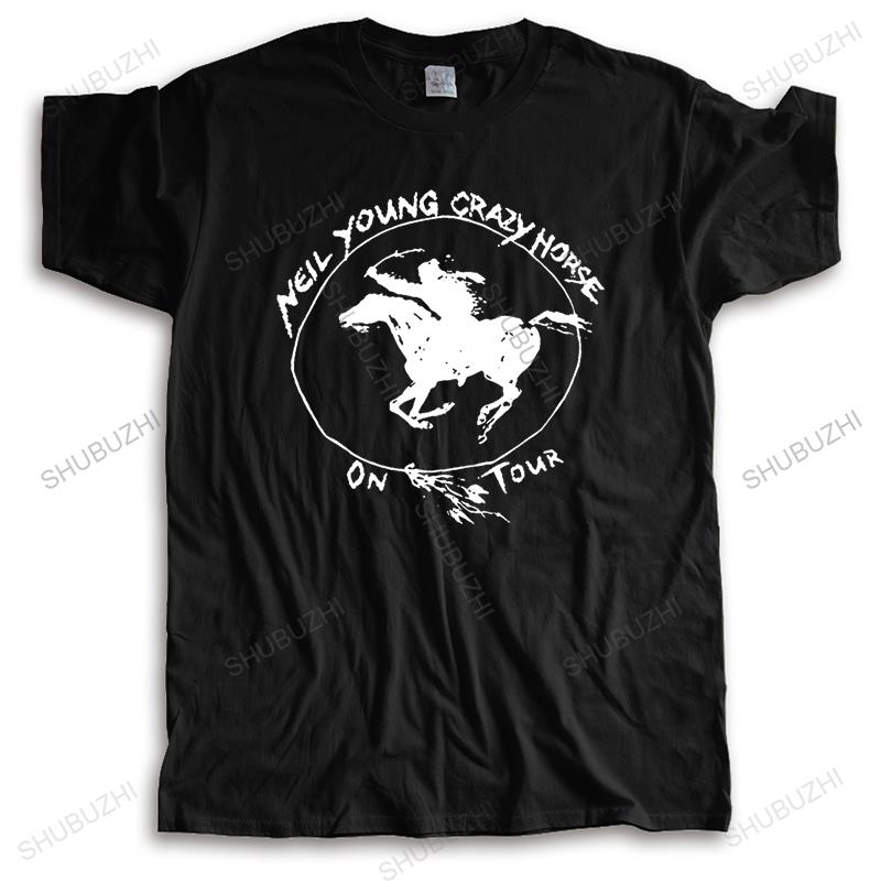 Kule herre-t-skjorter Mote-t-skjorter i bomull Hipster-topper Nye Neil Young Crazy Horse Zum O-hals Herre Kort Bomulls-skjorter