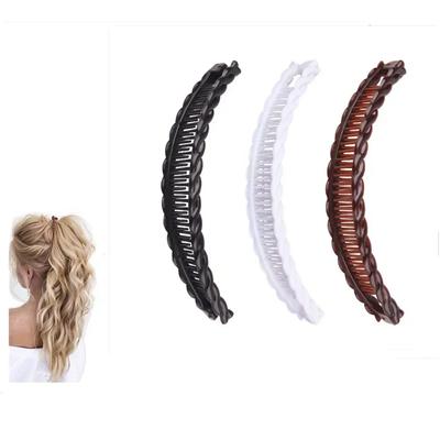 Vintage-Haarspange in einfarbiger Bananenform für Damen und Mädchen, Wellenkamm-Haarnadel, modisches und praktisches Haaraccessoire, neu