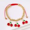 Hot Sale Cute Cherry Strawberry Pendant Copper Bead Chain Bracelet High Quality Crystal Zirconia Fruit Jewelry For Daily Wear