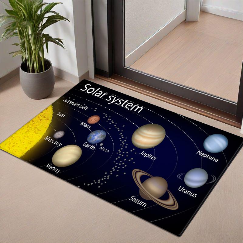 .Cartoon 3D Planeten Universum Muster Fußmatte Memory-Schaum Ultraweich Saugfähig Bodenmatte für Küche Schlafzimmer Toilette Waschraum