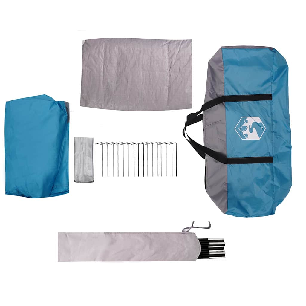 Family Tent with Roof Blue and Grey 256 X 256 X 185 Cm