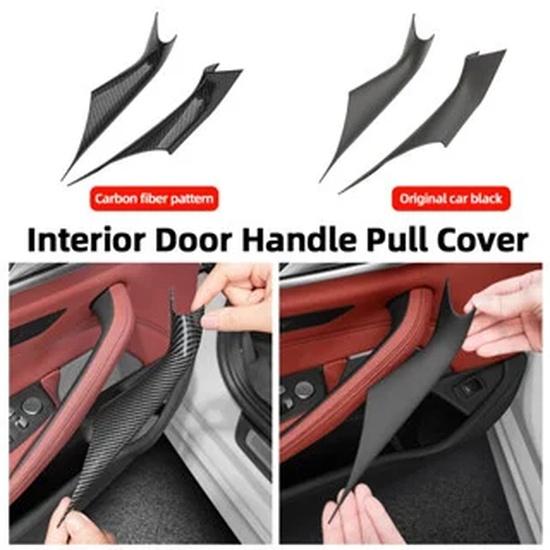 Suitable for BMW 5 Series G30 Door Handle Inner Cover G30 G38 F90 M5 530i M Sport 540i Protective Carbon Fiber Black 2-piece Set
