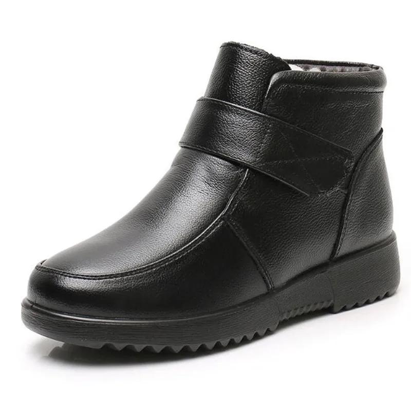 2025 Winter Genuine Leather Women Boots Thick Wool Warm Women Ankle Boots High Quality Female Snow Boots Wedge Women Shoes