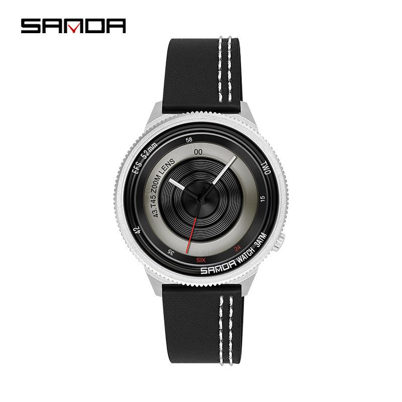 Sanda Stylish Waterproof Quartz Men s Watch with Leather Strap - Trendy Korean Style