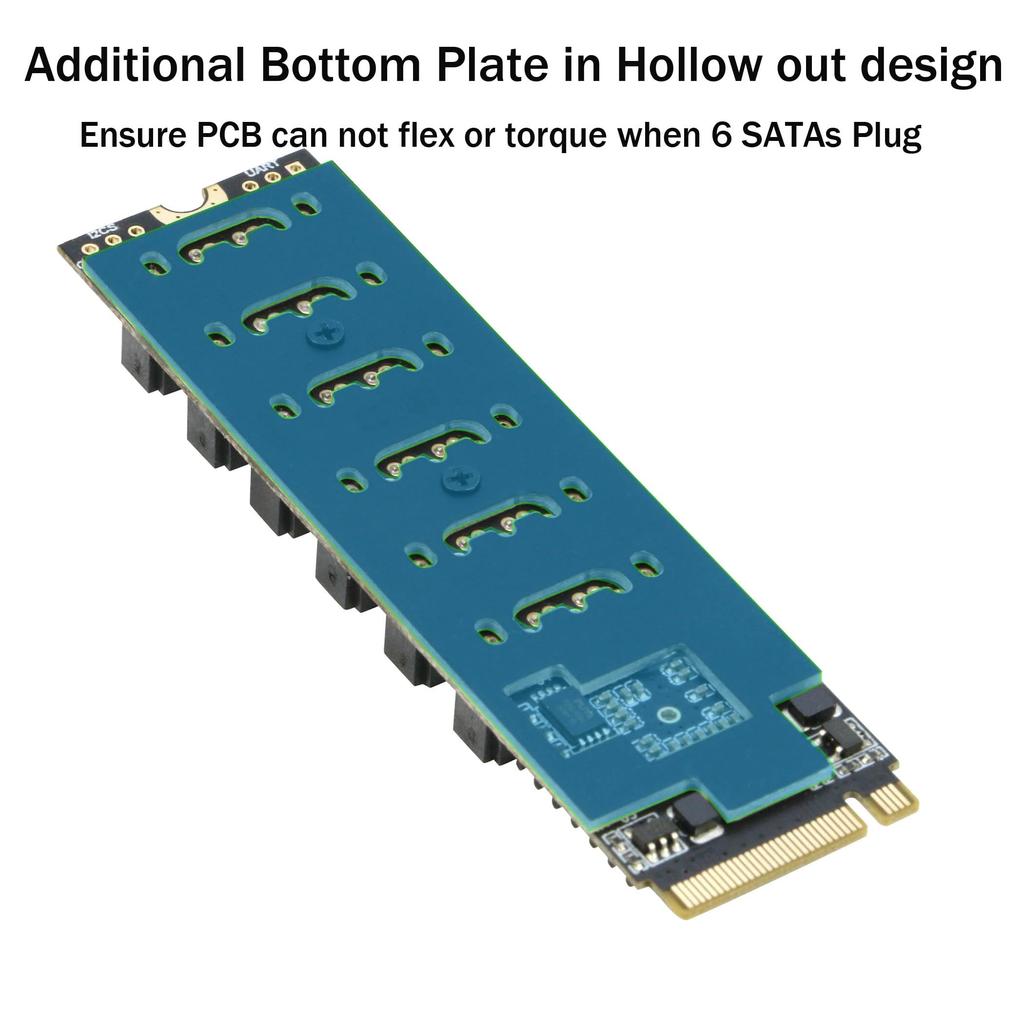 M.2 NVME M-Key PCIE 3.0 to SATA 6Gbps 6-Port Expansion Card NAS Synology Hard Drive Extended PCI-E Adapter Riser Card ASM1166 PM