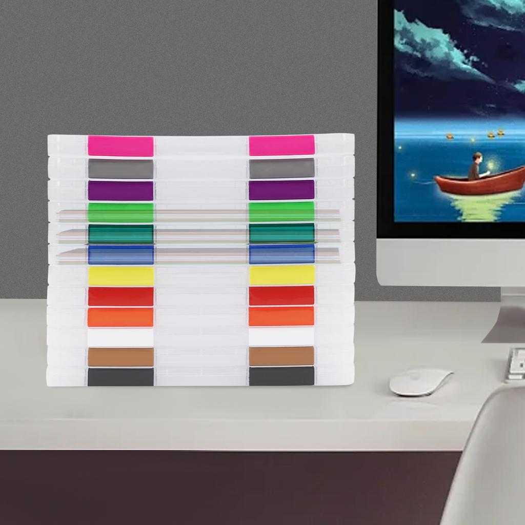 12pcs Clear Plastic File Boxes, Multi-Color Document Organizers W/ Buckle Closure, Rectangular Storage Cases for Office, School