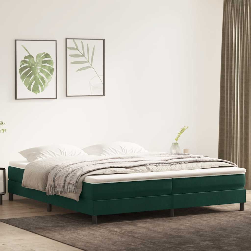 Box Spring Bed with Mattress Dark Green 180 x 220 cm Velvet