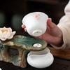 1 Set Keramik-Kung-Fu-Teeservice mit Lotusdesign, halbautomatisches Lazy-Teeservice mit Drehfunktion, Zeremoniezubehör, 6 Tassen mit Teetablett für das Leben
