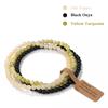 3Pcs/set Natural Green Stone Bracelet 4mm Moss Agates Black Onyx Cat Eye Beads Elastic Bracelets For Women Men Simple Jewelry