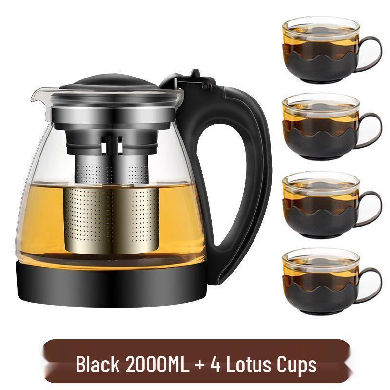 High-Temperature Resistant Tea Kettle with Thickened Glass, Stainless Steel Filter, and Large Capacity