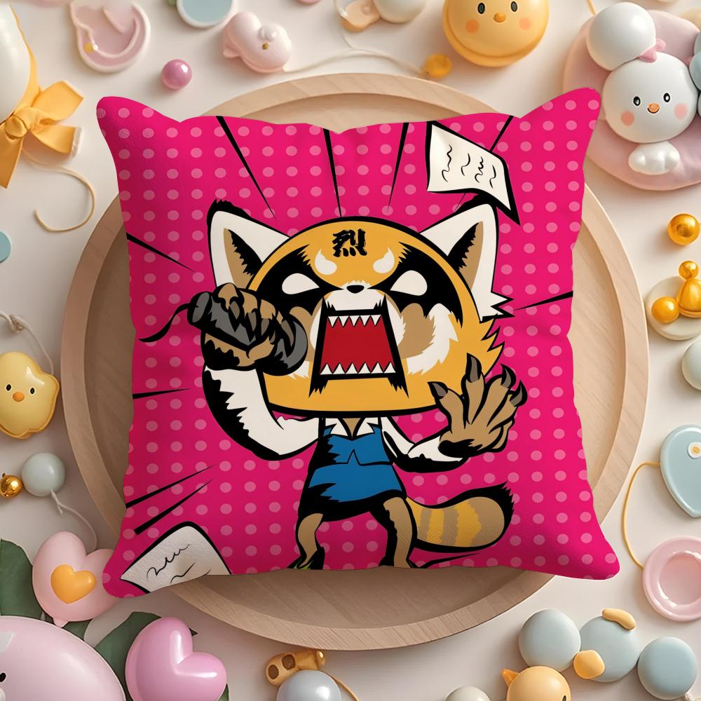Cartoon Aggretsuko Pillow Case Plush Fabric Soft Double-Sided Printed Sofa Warm Winter Home Child Gift Cushion Cover
