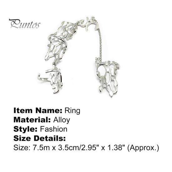 Finger Chain Ring Flower Pattern Jewelry Adjustable Women's Fashion Women Link for Wedding